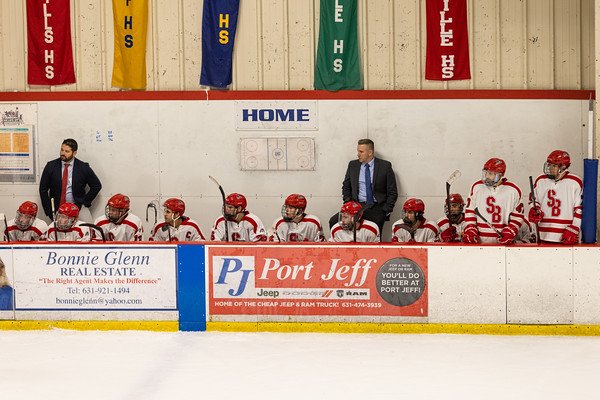 The Stony Brook hockey team on the sideline during a game against Rhode Island on Oct. 29, 2022. The Seawolves will look to make it back to the national tournament this year. PHOTO COURTESY OF AZTEKPHOTOS
