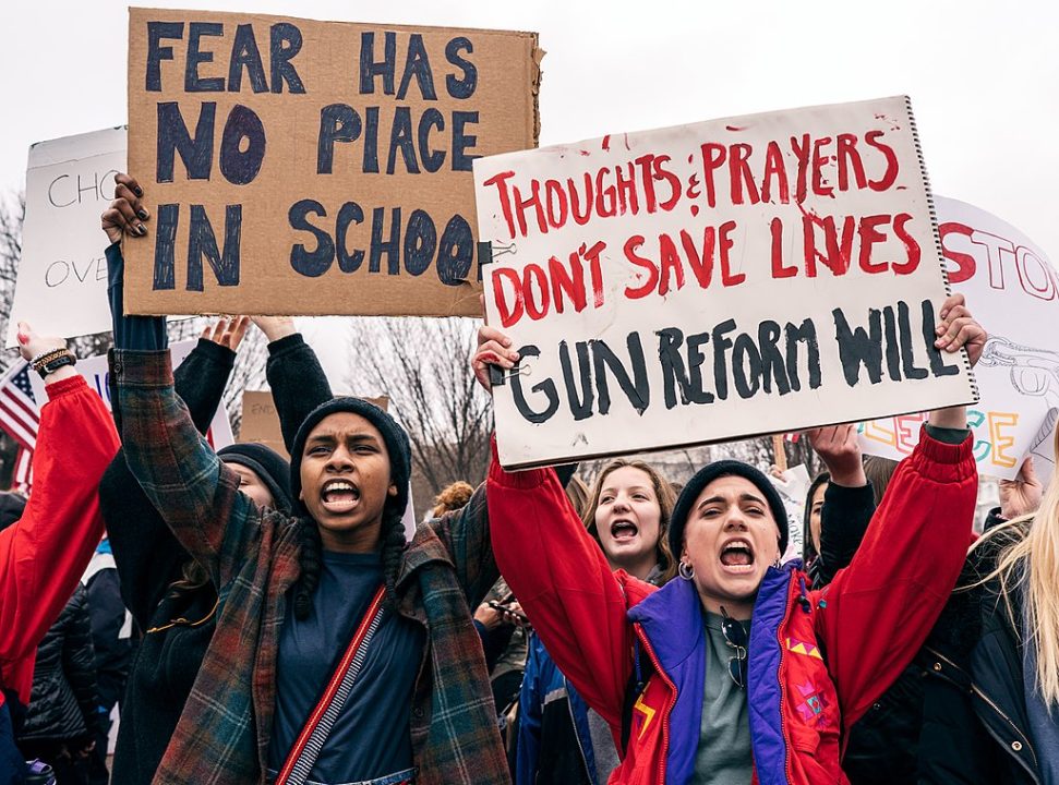Students protesting the shooting at Marjory Stoneman Douglas High School in Parkland, Florida Feb. 19, 2018. PUBLIC DOMAIN
