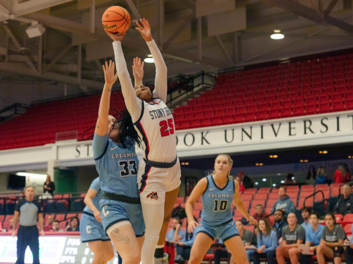 Center Khari Clark drives for a layup against Columbia on Monday, Nov. 7. Clark led the Stony Brook womens basketball team with 18 points and 10 rebounds in its season opener. BRITTNEY DIETZ/THE STATESMAN