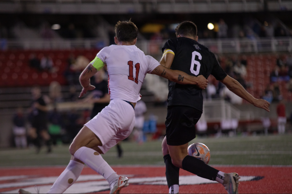 Forward Jonas Bickus receives a pass against Lafayette on Tuesday, Oct. 24. Bickus led the Stony Brook mens soccer team with four shots and two shots on goal in the loss on Thursday. GEORGE CARATZAS/THE STATESMAN