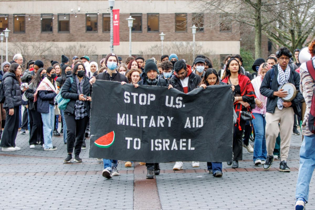 Students at Palestine march on Thursday, Jan. 25. STANLEY ZHENG/THE STATESMAN