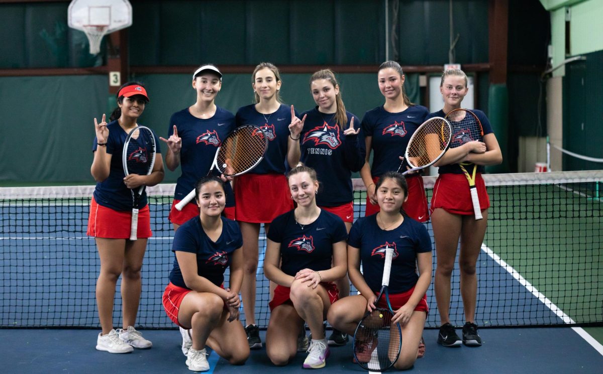 The Stony Brook womens tennis team after practice on Monday, Jan. 29. The Seawolves will begin their spring 2024 season this Friday. BRITTNEY DIETZ/THE STATESMAN