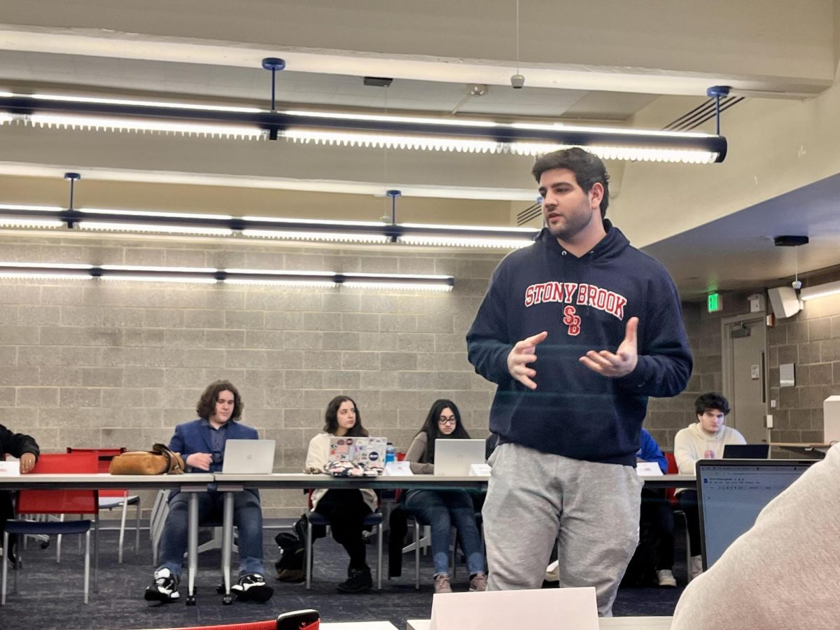 Undergraduate Student Government Senator, Mike Angelone, speaking at a council meeting on Thursday, Jan. 25. VIYANG/THE STATESMAN