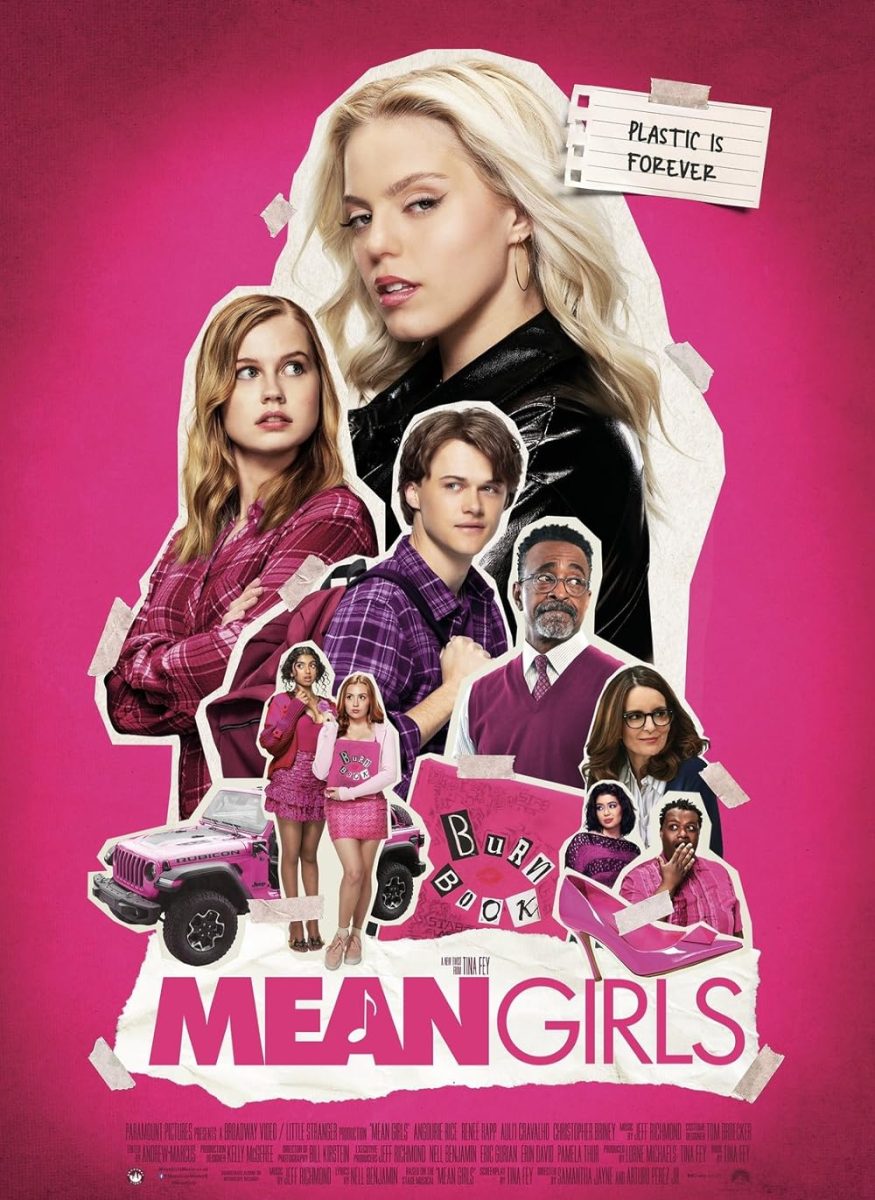 Poster for the 2024 remake of the movie Mean Girls. The film maintains the tone of the original 2004 film but struggles to capture the nature of 21st-century teenage girlhood. Public Domain