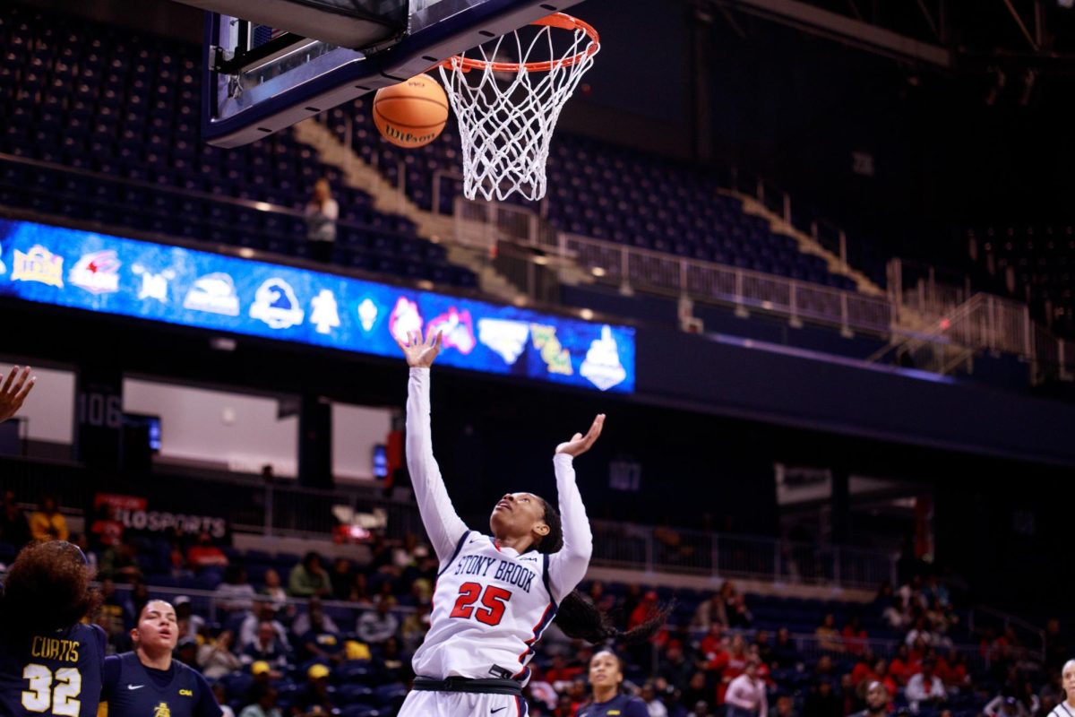 Center Khari Clark shoots a layup against North Carolina A&T on Saturday, March 16. Clark led the Stony Brook womens basketball team with 14 points in the victory. ANGELINA LIVIGNI/THE STATESMAN
