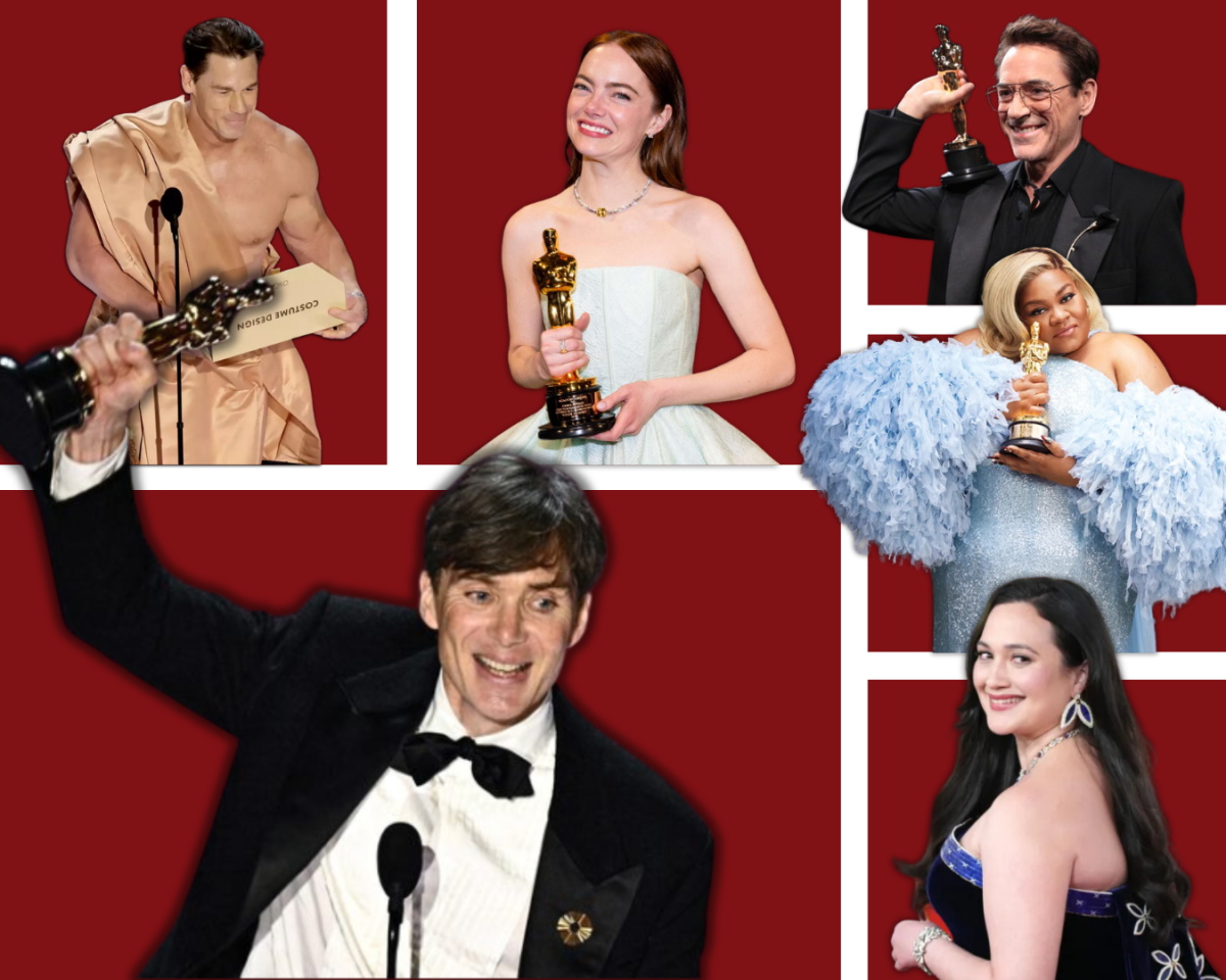 A graphic showing the different celebrities who attended the 2024 Oscars Award Ceremony. ILLUSTRATED BY JERRY WEINTRAUB/THE STATESMAN
