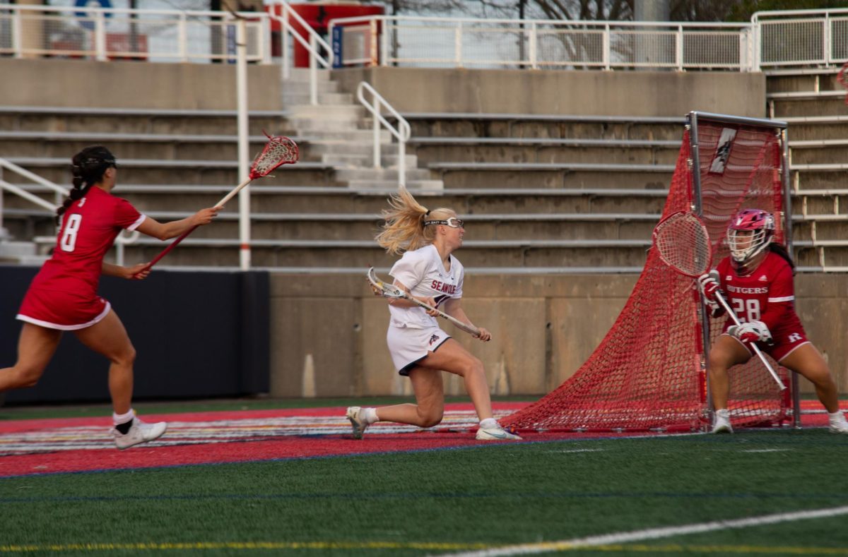 Attacker Alex Finn maneuvers from the X against Rutgers on Tuesday, April 9. As the Stony Brook womens lacrosse teams leading facilitator, Finn will be integral to it when it faces Drexel.
