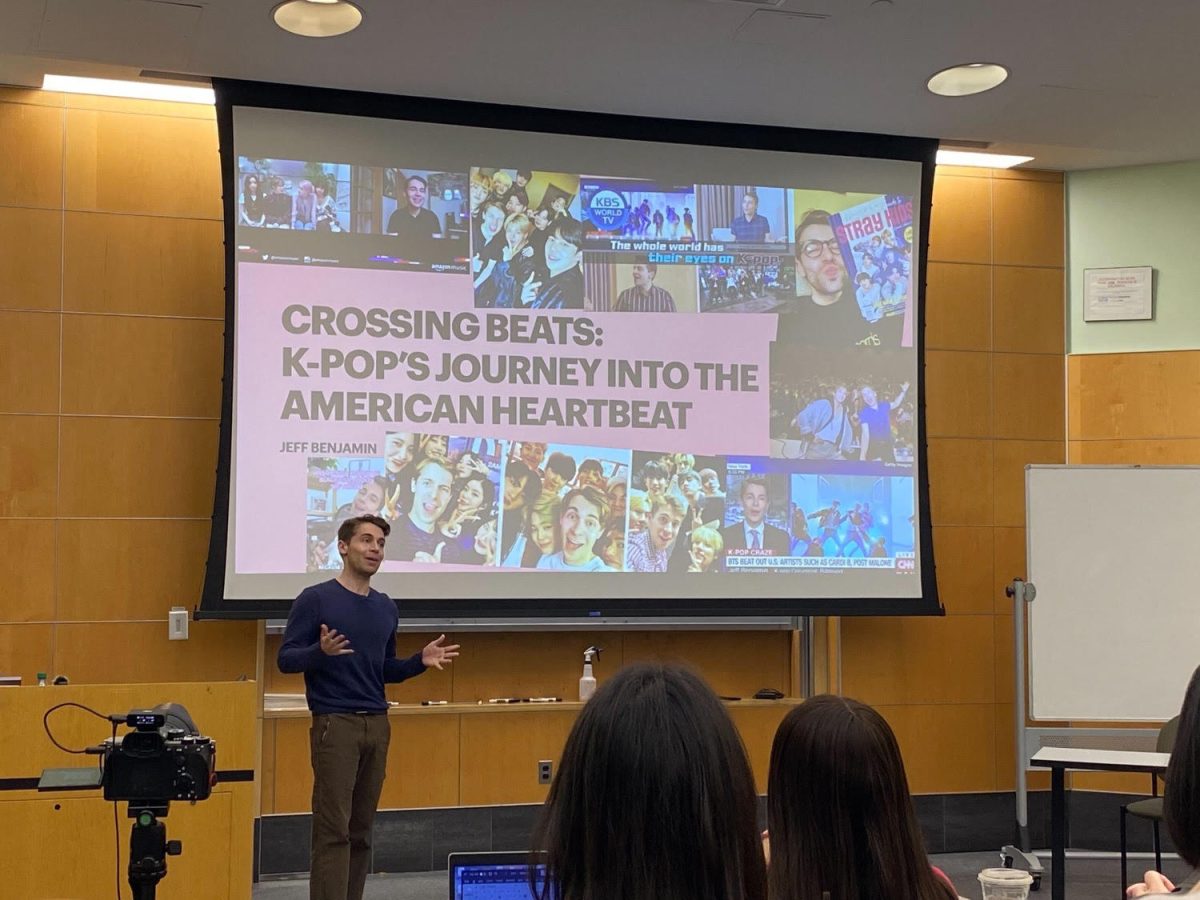 On Friday, Apil 12, music journalist Jeff Benjamin gave a talk about K-pops rising popularity in America. Benjamin highlighted the significance of K-pop and emphasized the impact of Korean culture across borders. EMILY CHAO/THE STATESMAN